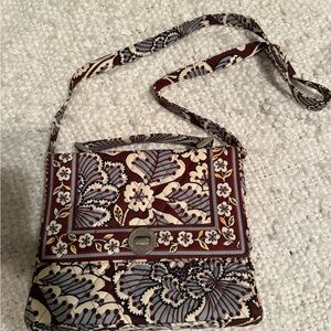 Vera Bradley Burgundy and Cream Floral Crossbody Bag